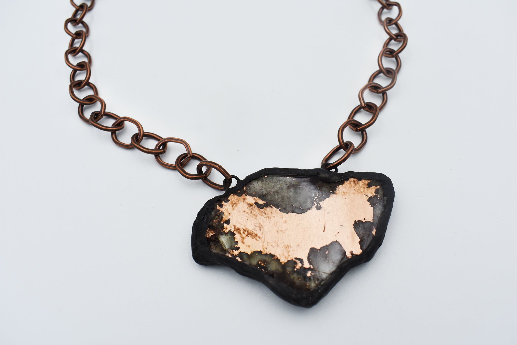 Copper Pendant Focal on Chain Necklace