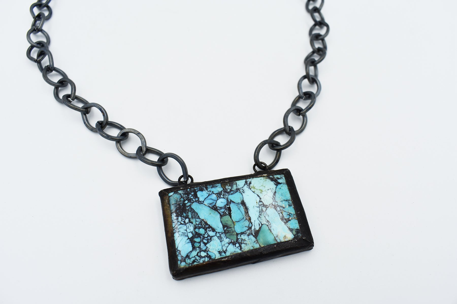Turquoise Matrix Slab Pendant Necklace