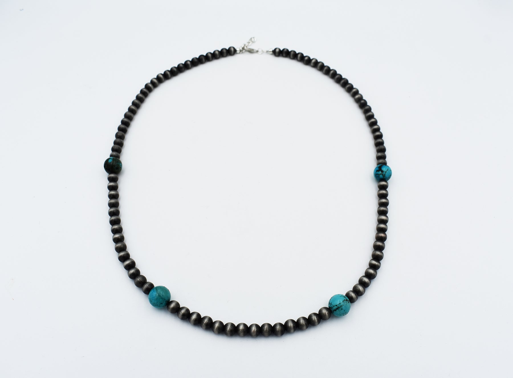 Turquoise and Silver Pearl Necklace