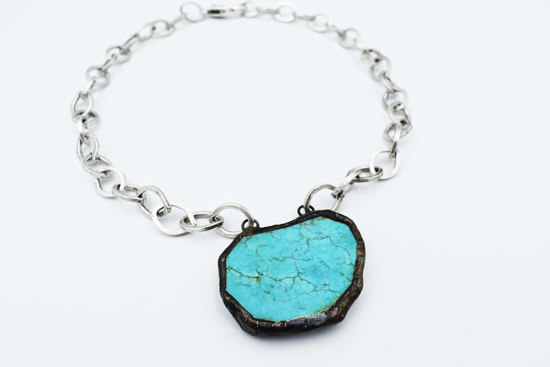 Turquoise Colored Slab Necklace
