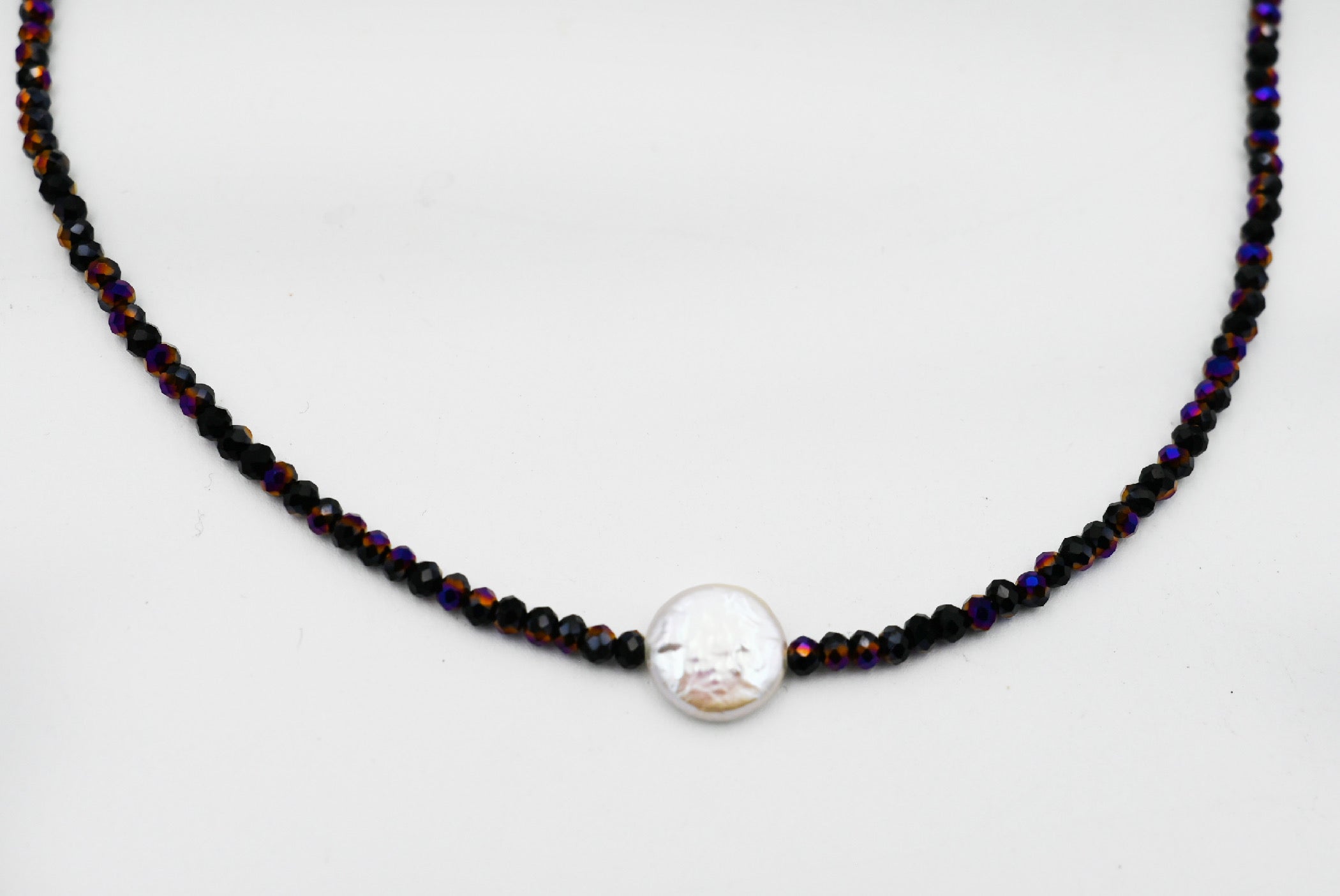 Mini Crystal Necklace with Pearl Focal