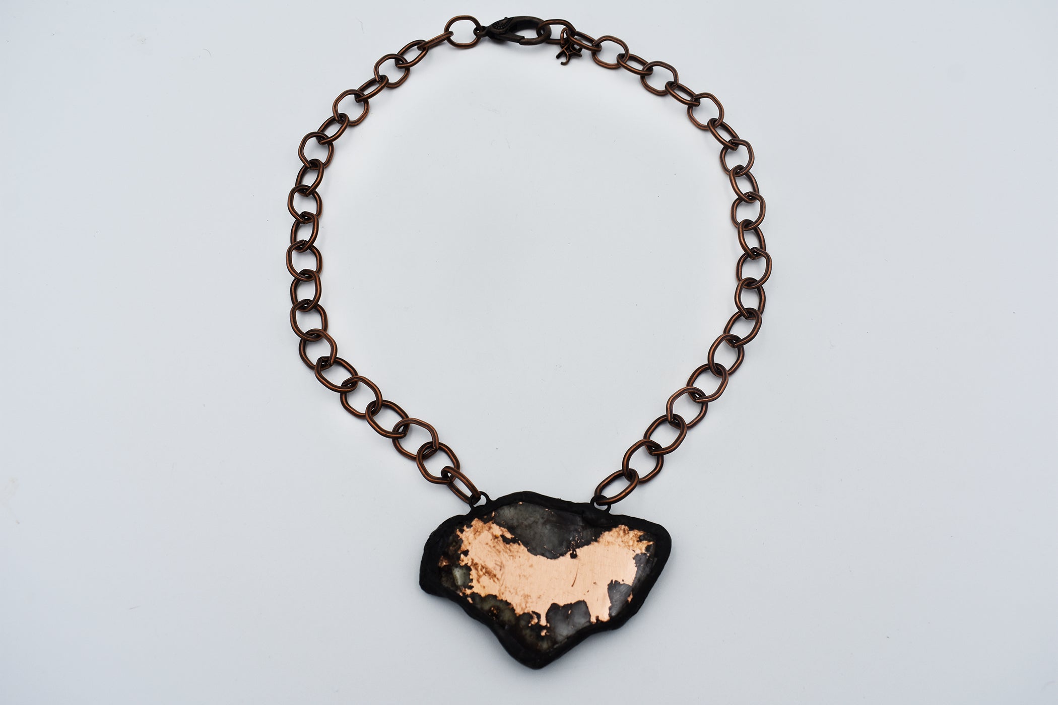 Copper Pendant Focal on Chain Necklace