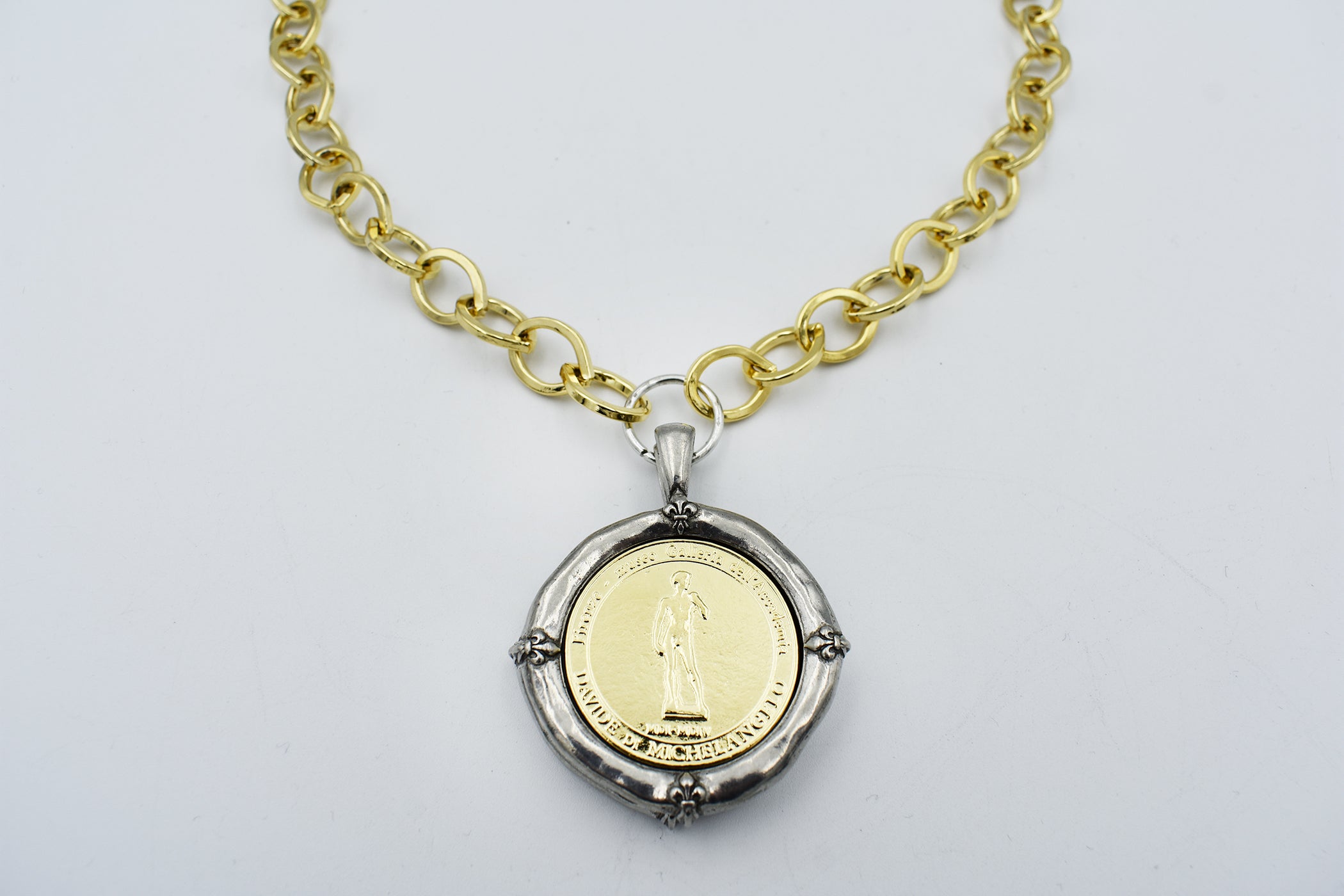 Italian Treasures Collection Gold Chain Necklace with David Coin