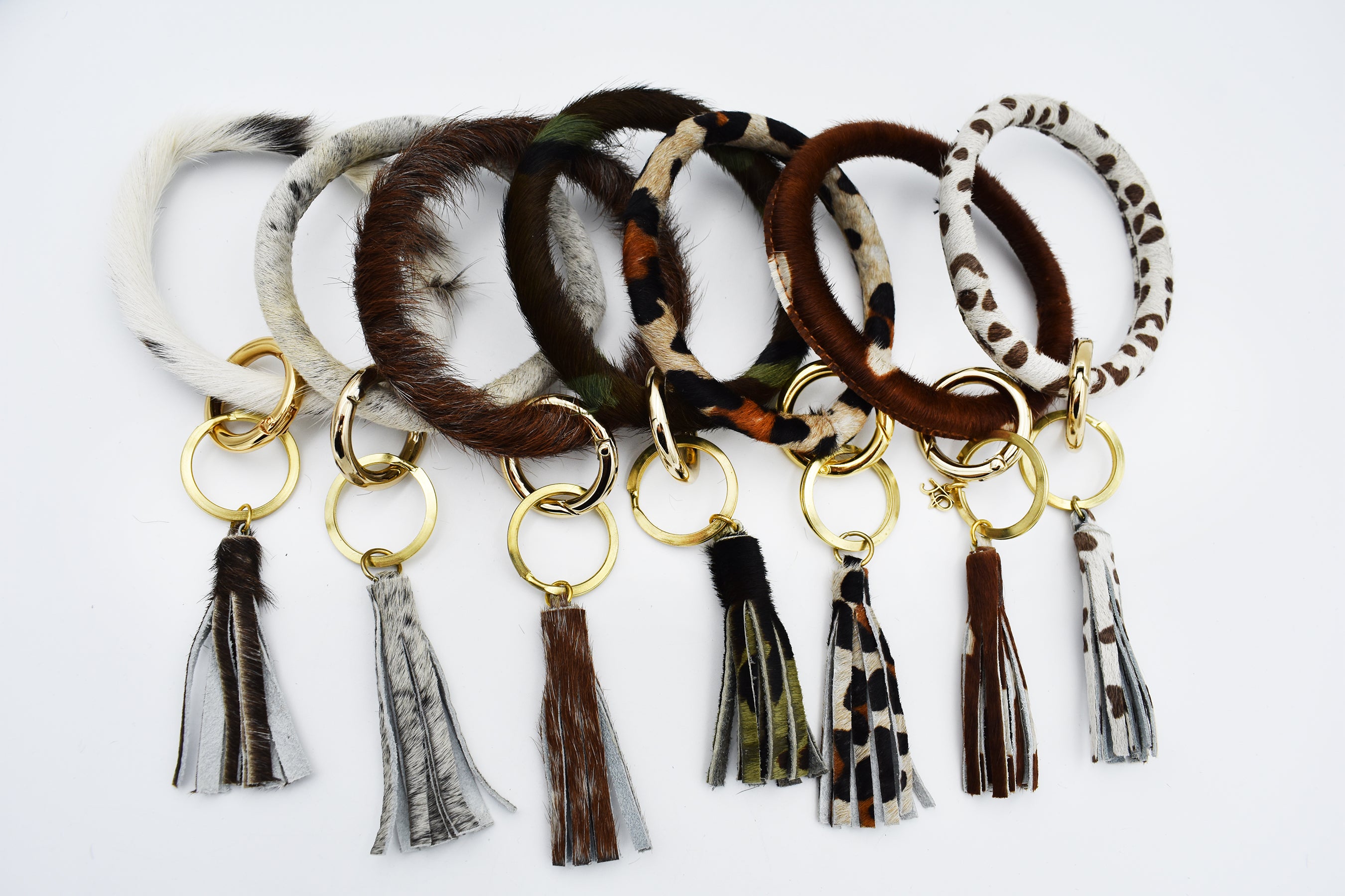 Cowhide Key Ring Assorted Prints