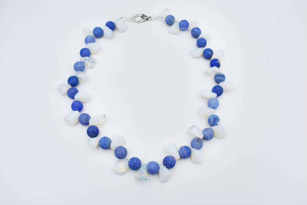 Opalite with Periwinkle Antique Agate Necklace