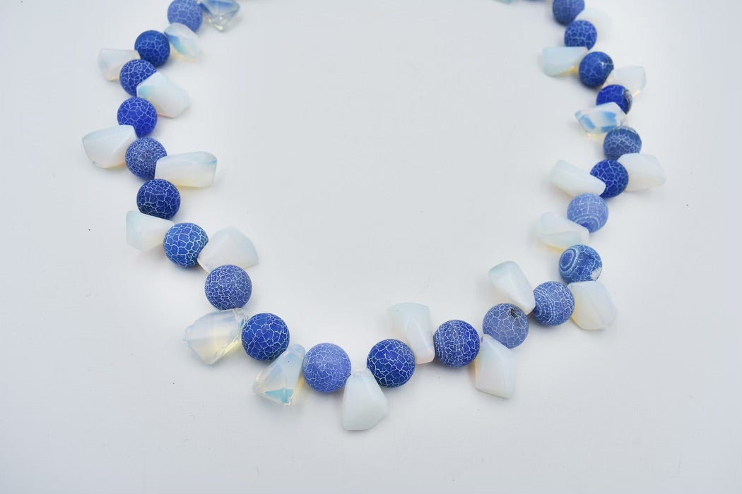 Opalite with Periwinkle Antique Agate Necklace