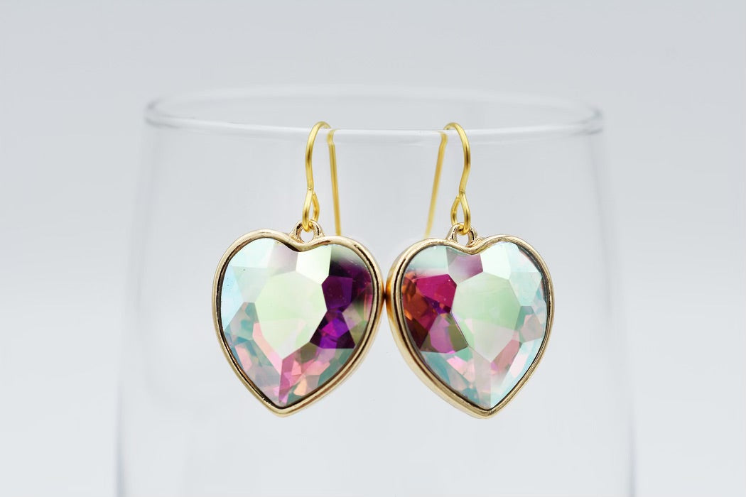 Heart Crystal Drop Earrings