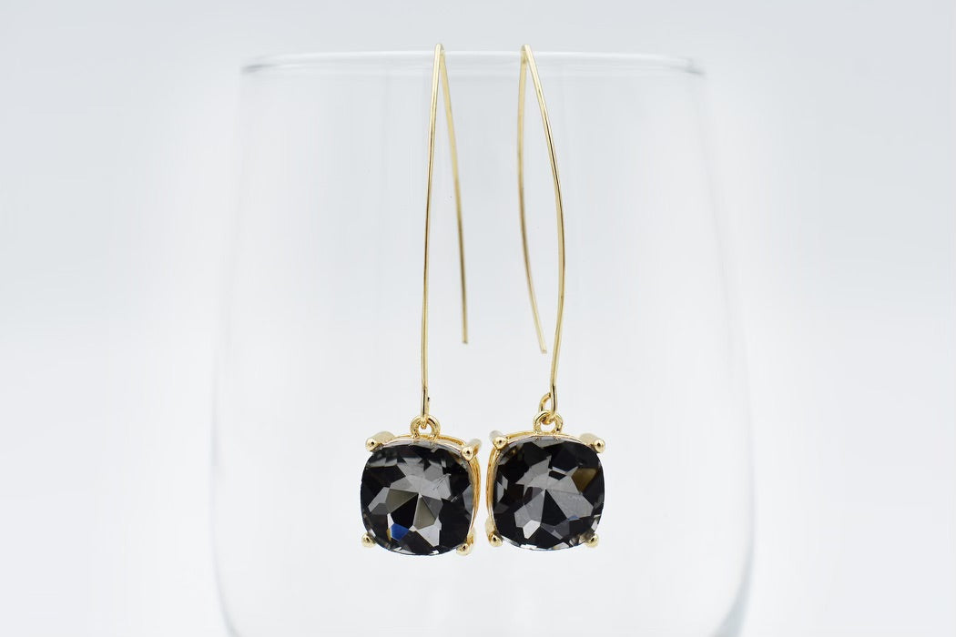 Square Crystal Drop Earrings