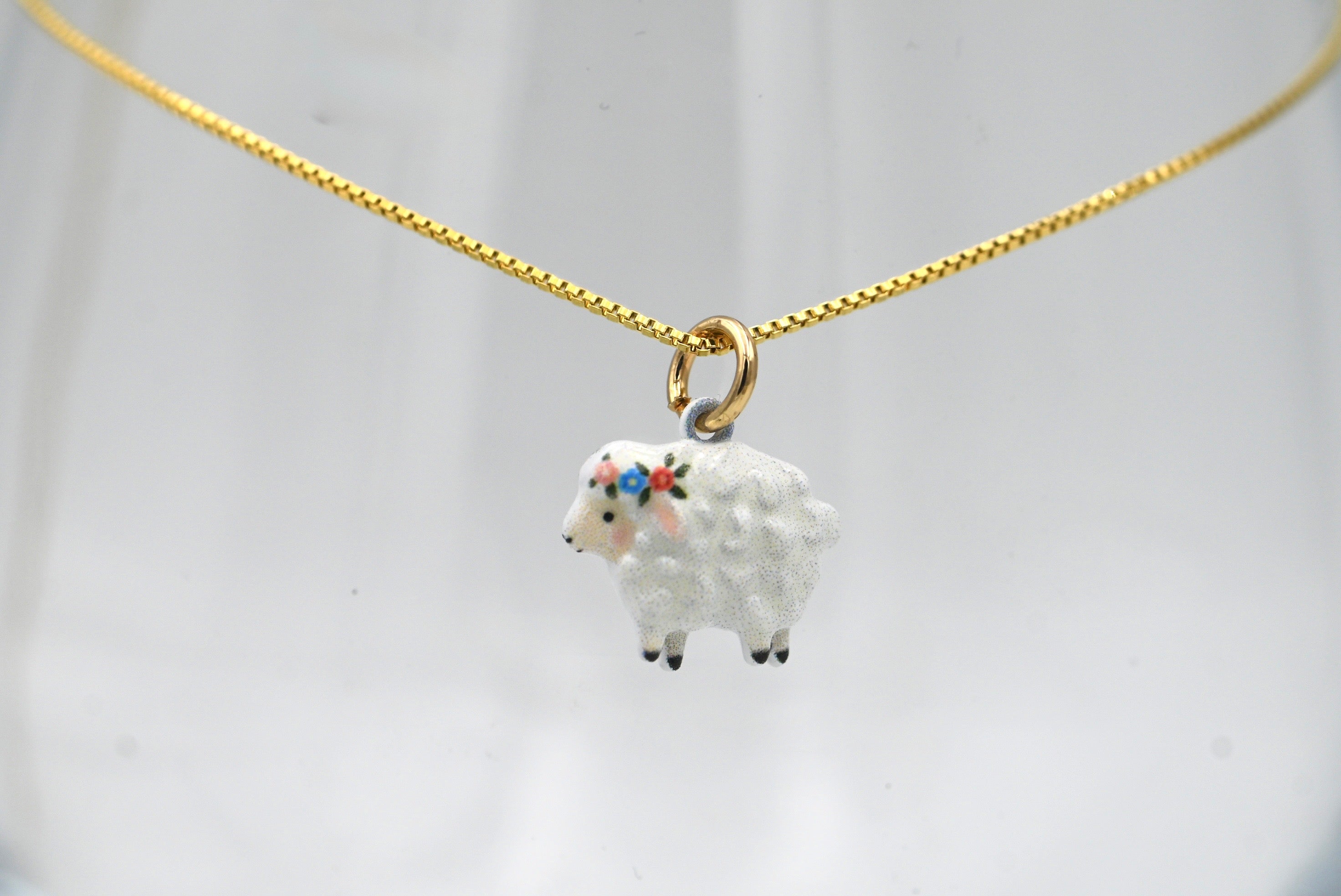 Enameled Animal Necklaces with Gold Plated Adjustable Chain