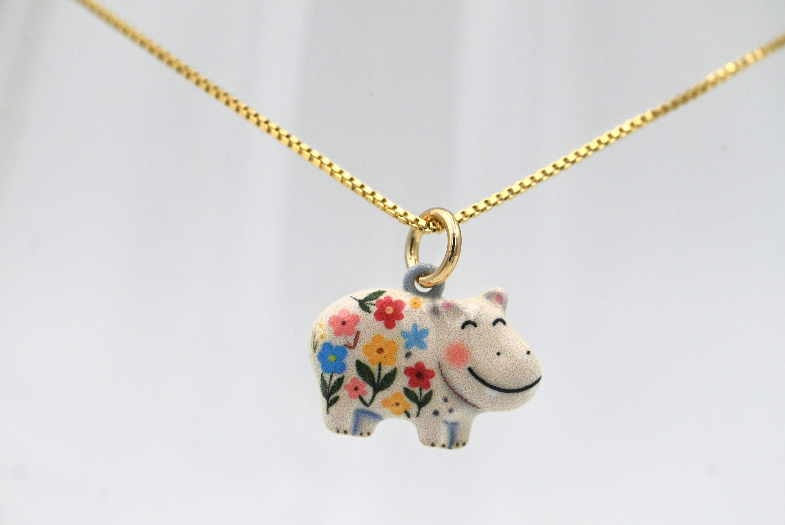 Enameled Animal Necklaces with Gold Plated Adjustable Chain