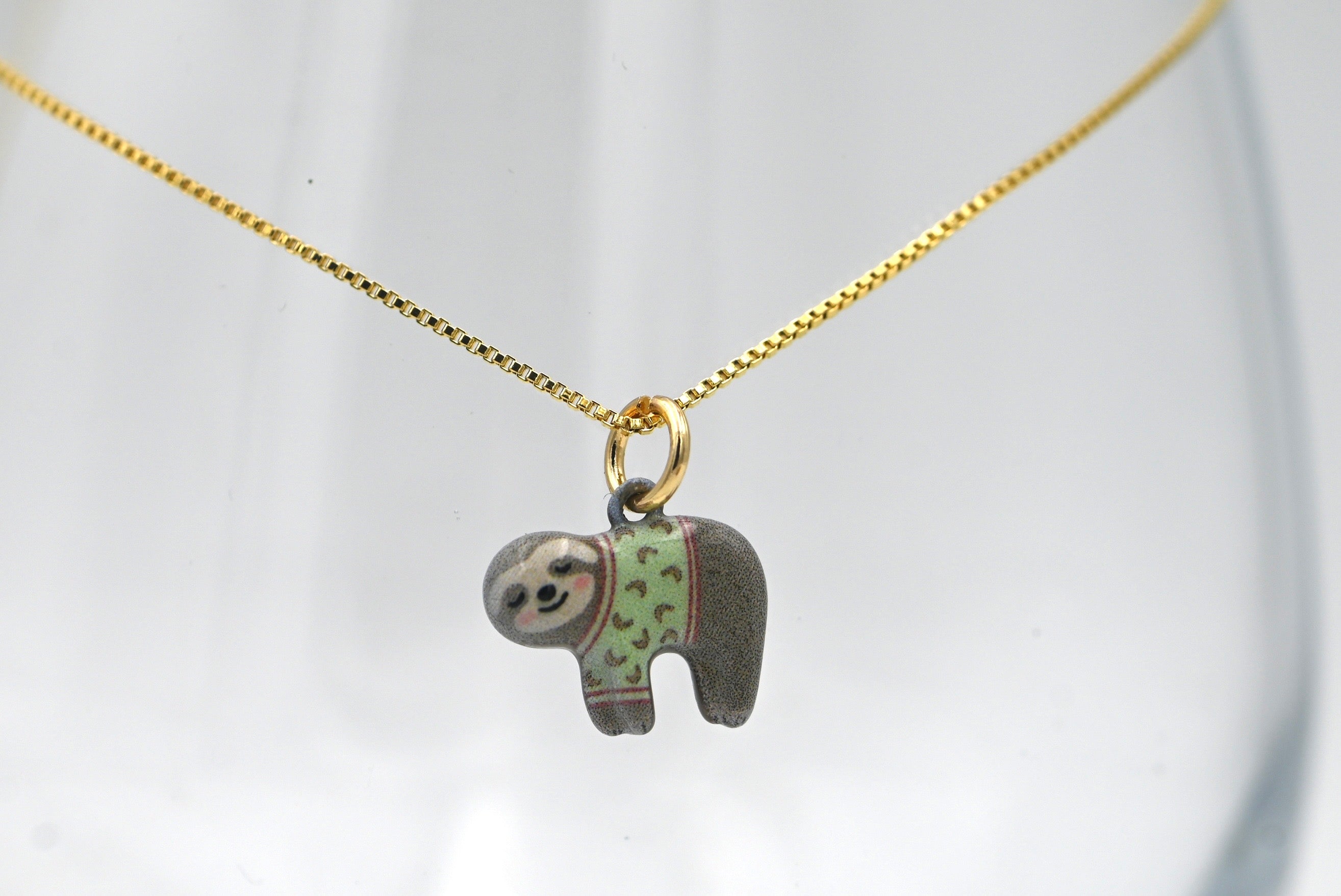 Enameled Animal Necklaces with Gold Plated Adjustable Chain