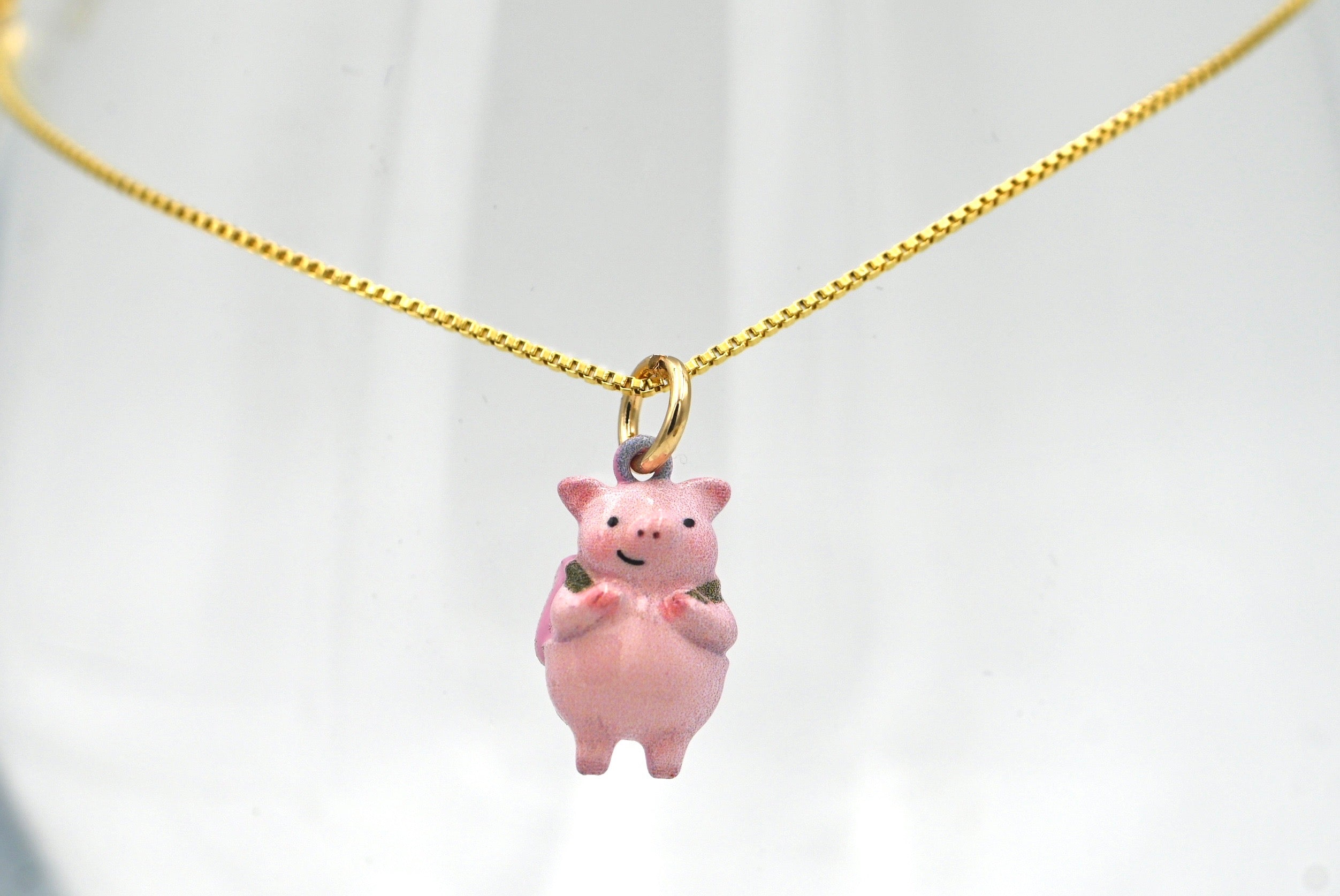 Enameled Animal Necklaces with Gold Plated Adjustable Chain