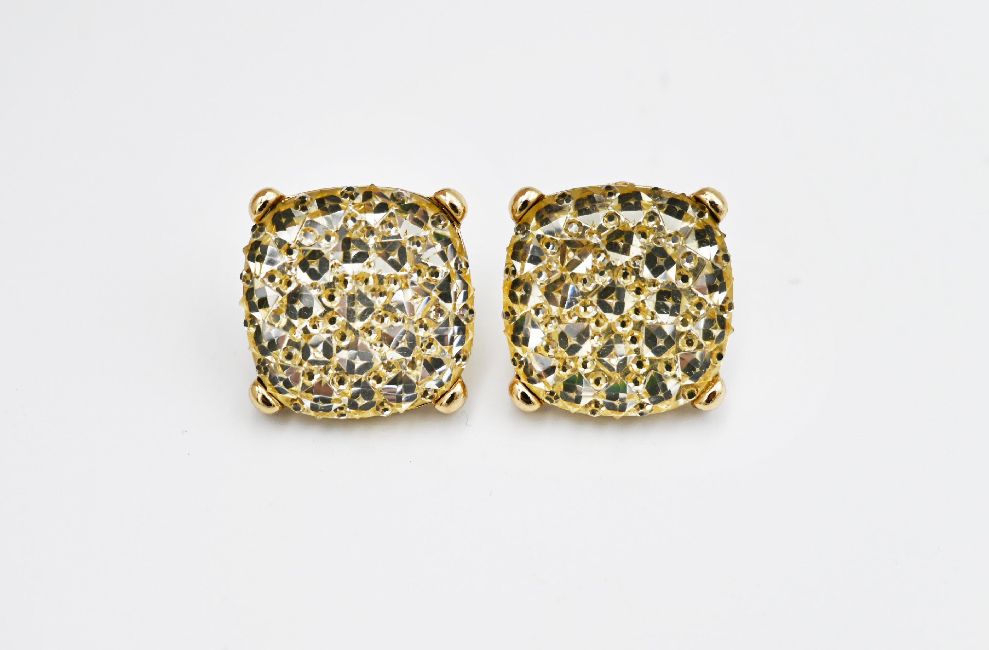 Multi Crystal Square Post Earrings