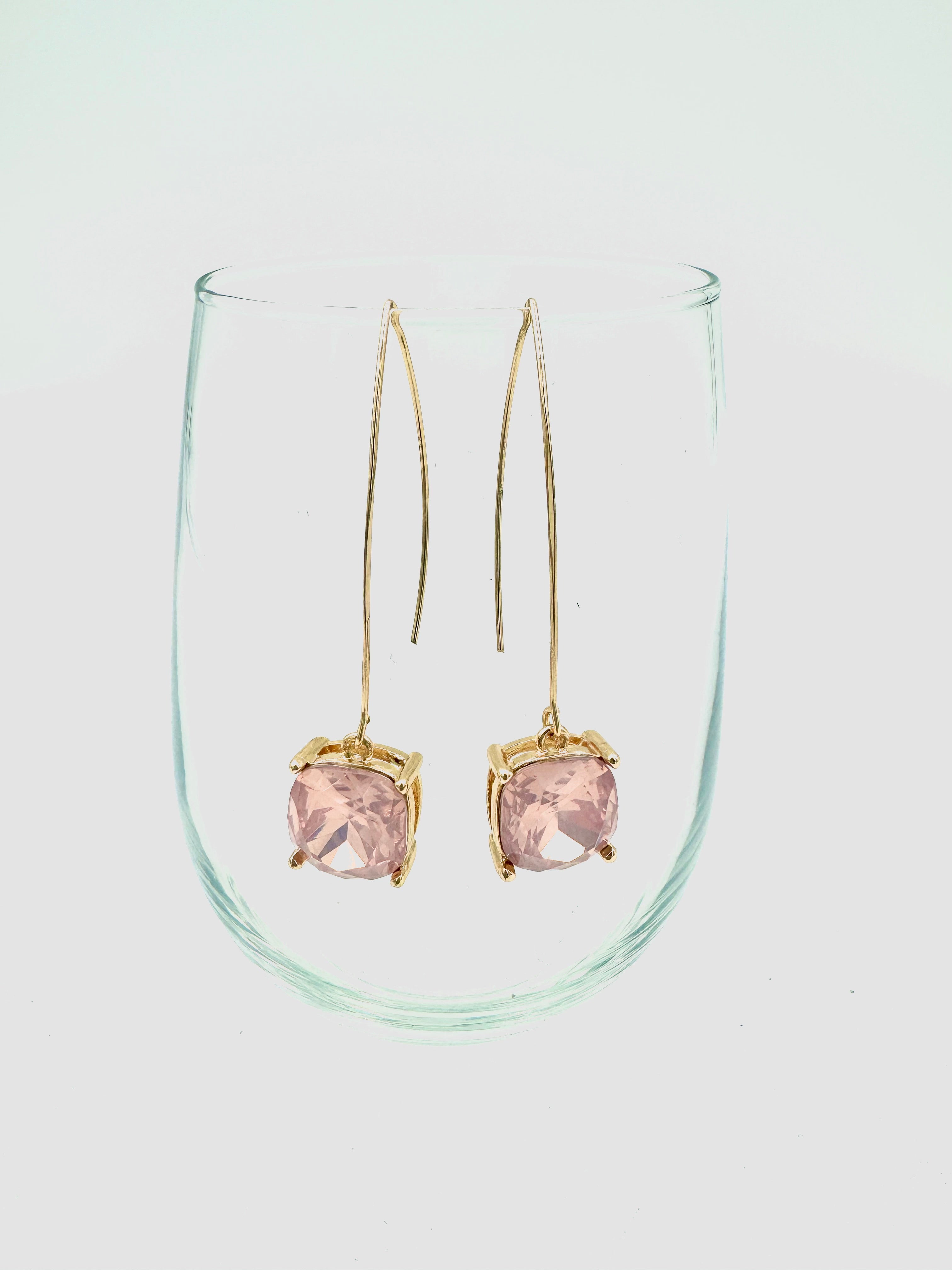 Square Crystal Drop Earrings