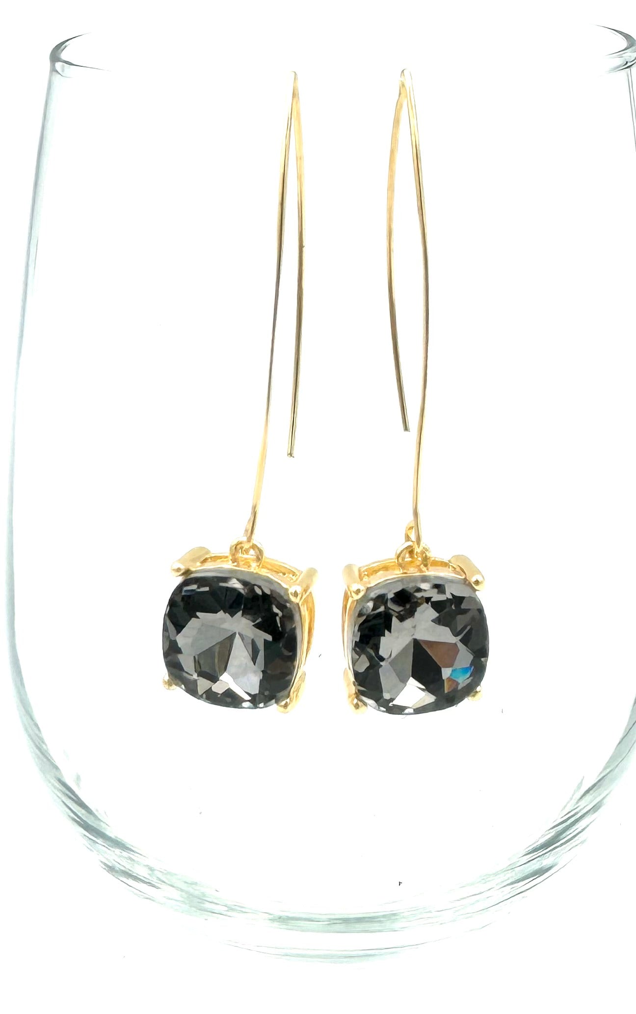 Square Crystal Drop Earrings