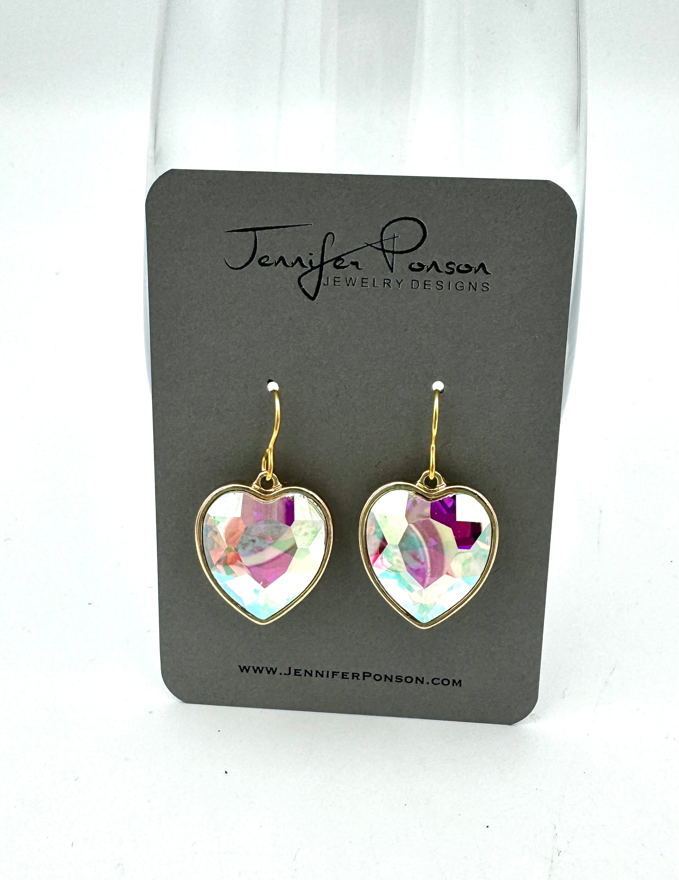 Heart Crystal Drop Earrings