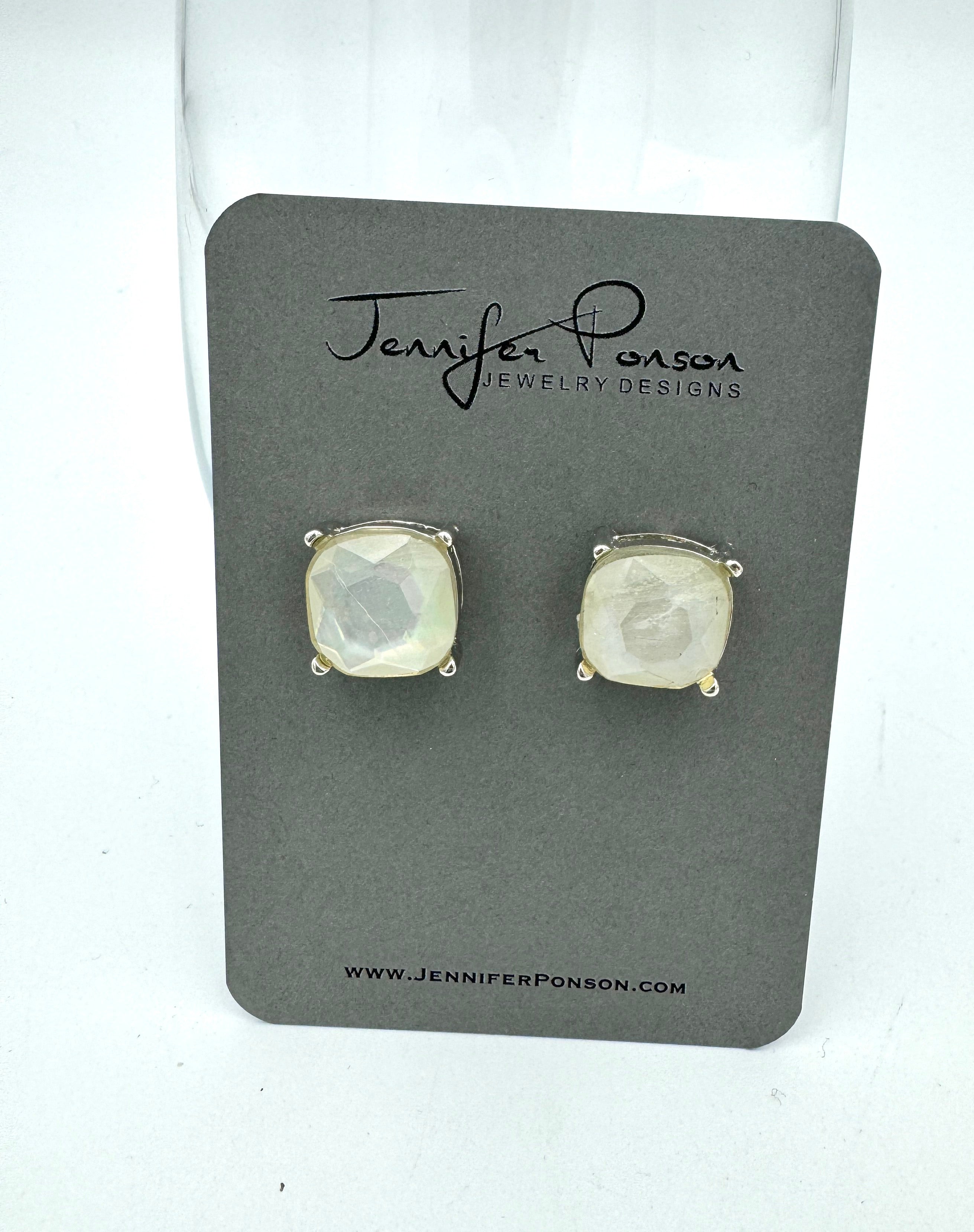 Square Crystal Post Earrings