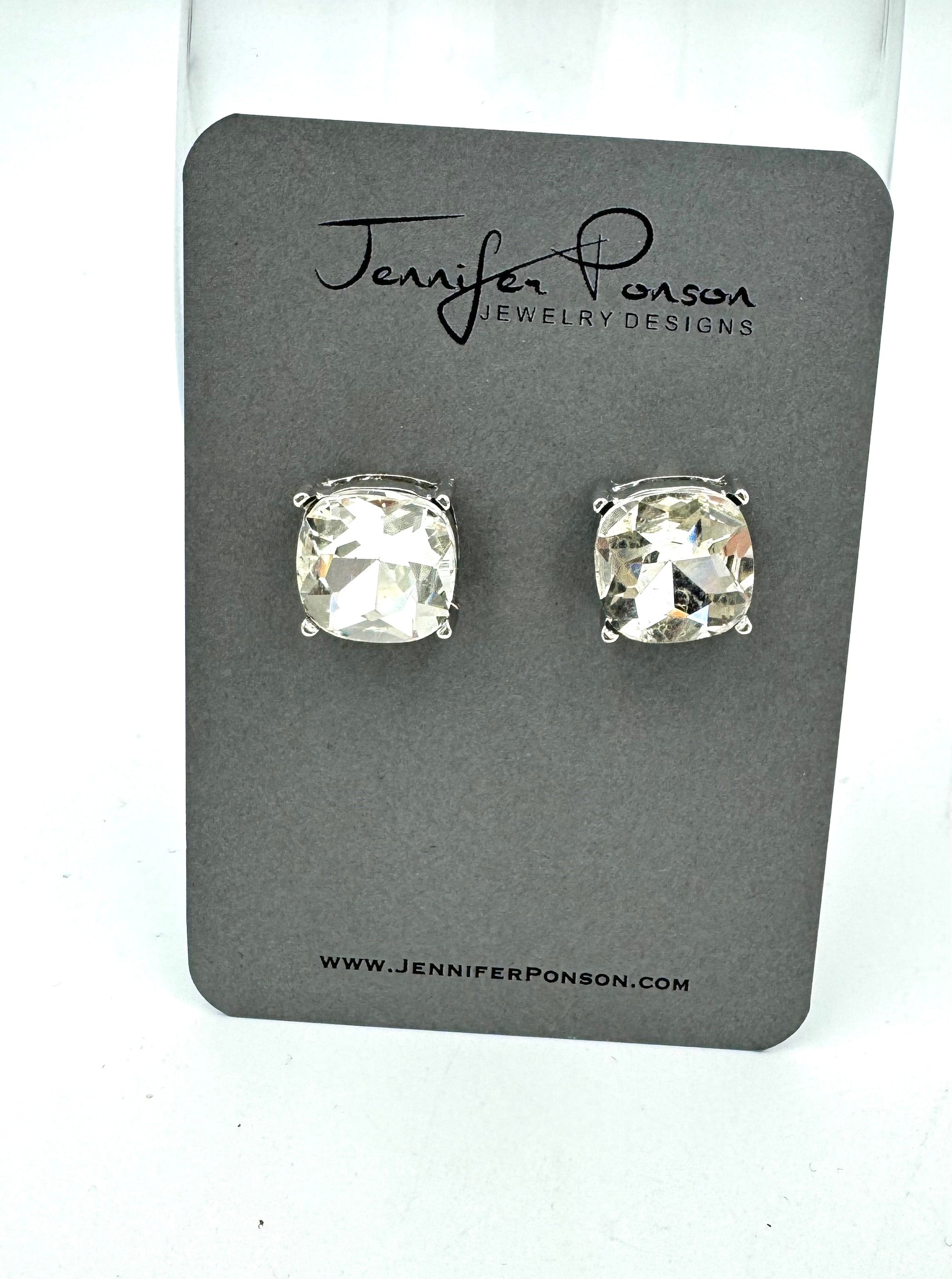 Square Crystal Post Earrings