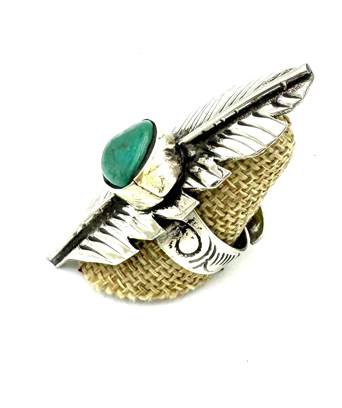 Feather with Turquoise Rings