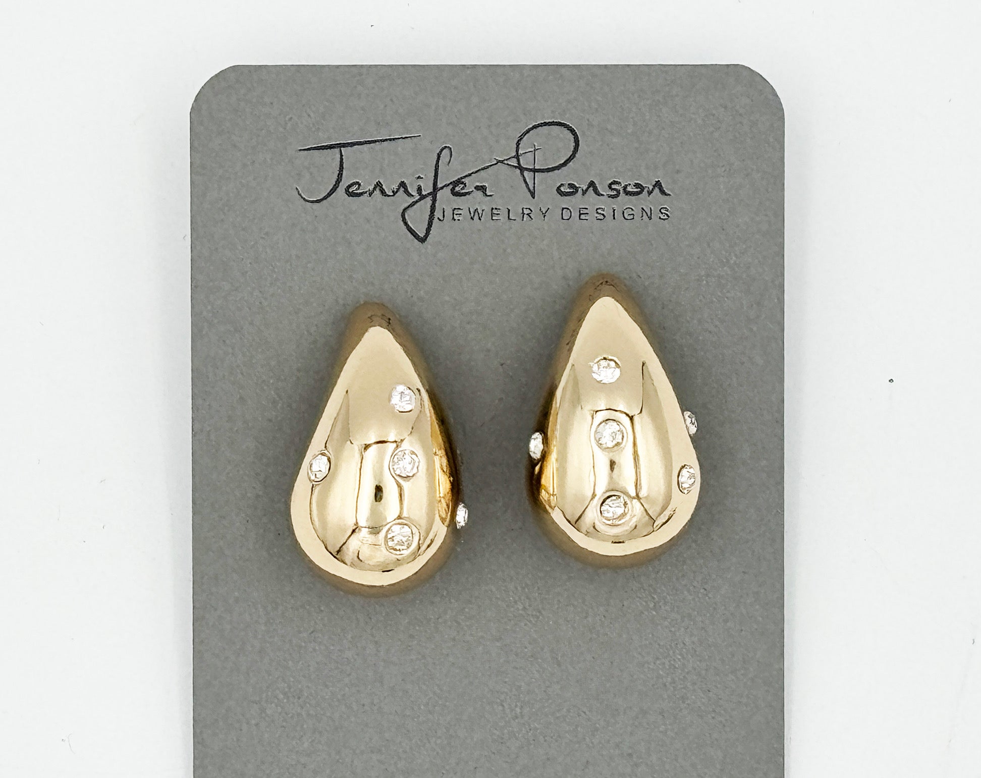 Rhinestone Teardrop Post Earrings