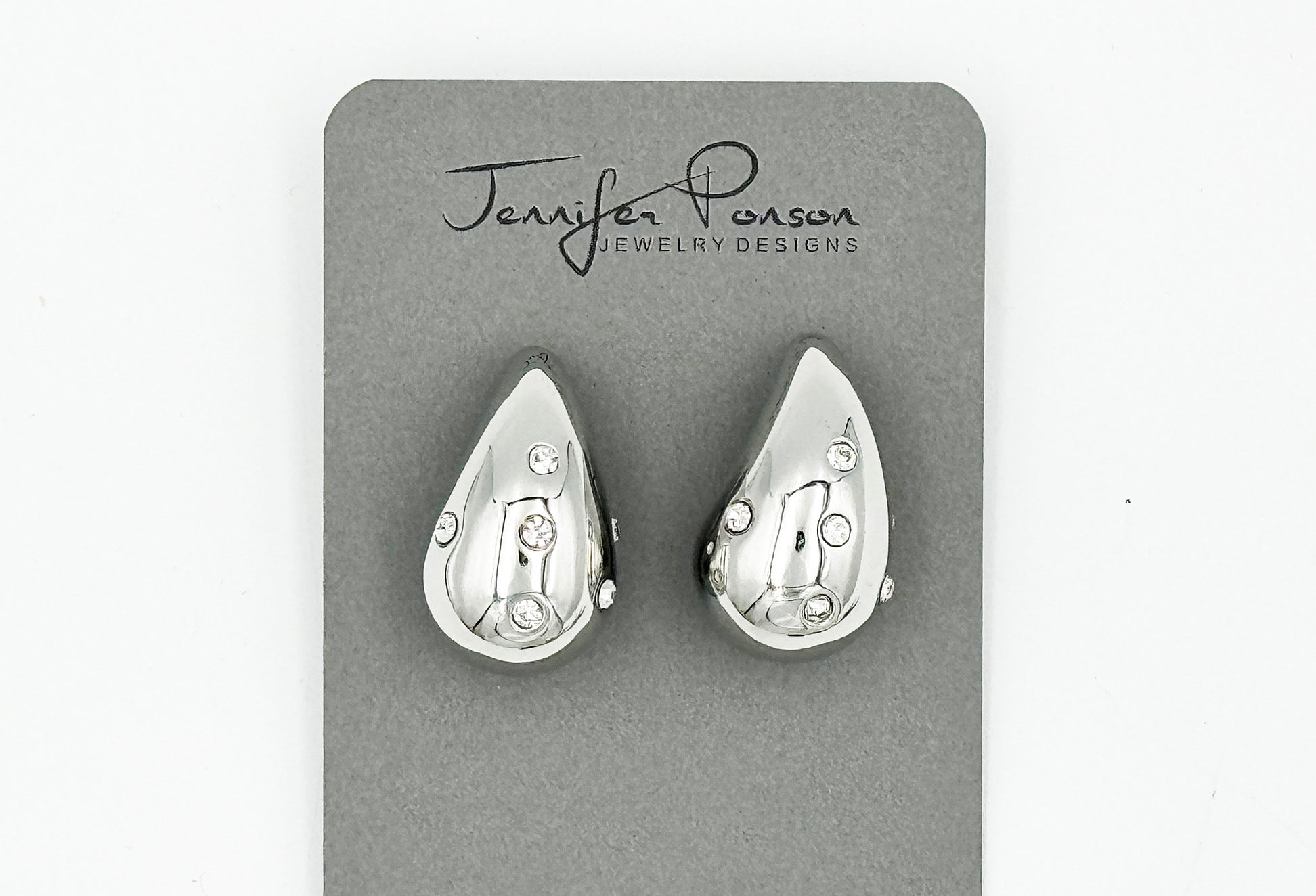 Rhinestone Teardrop Post Earrings