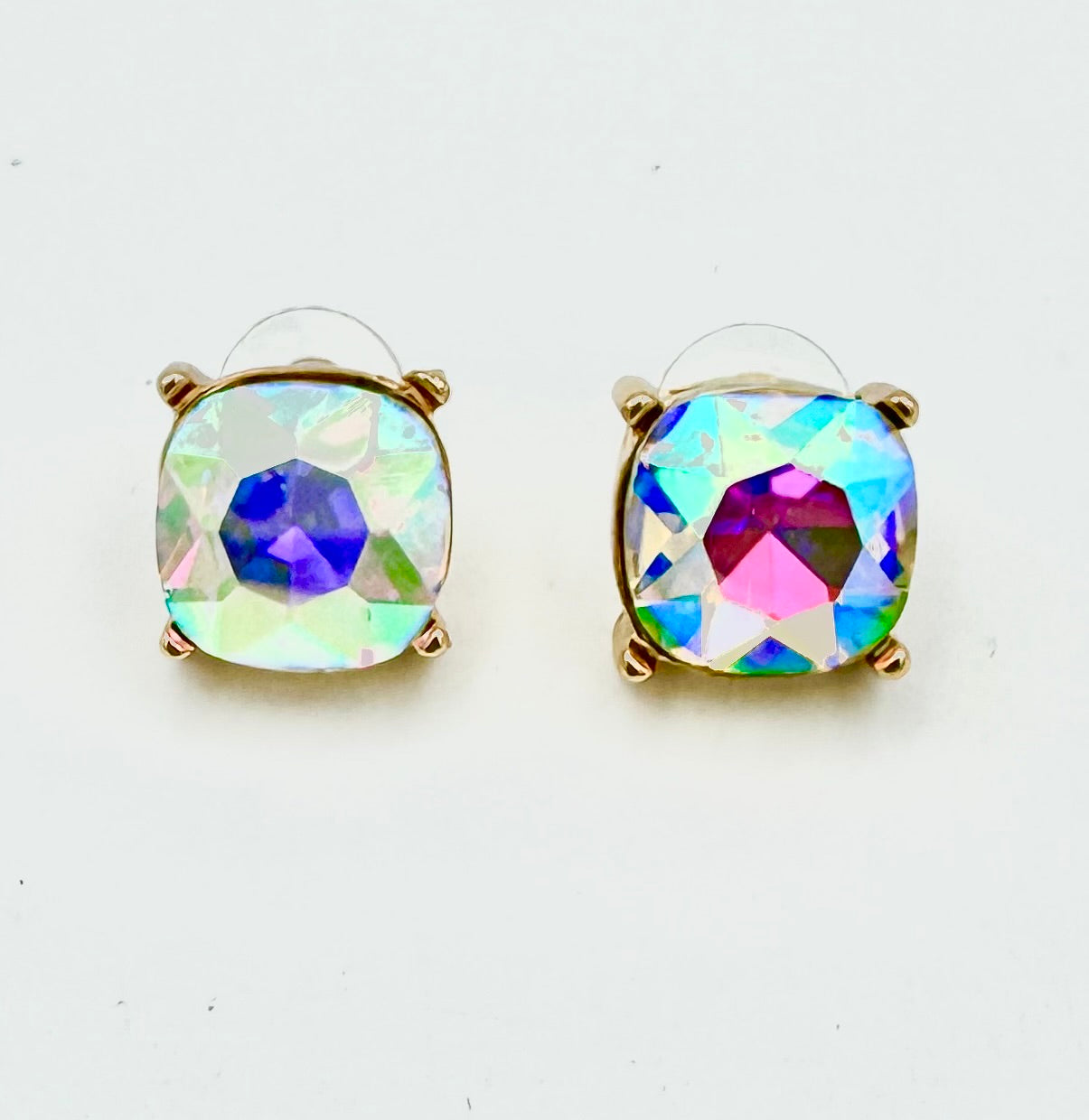 Square Crystal Post Earrings