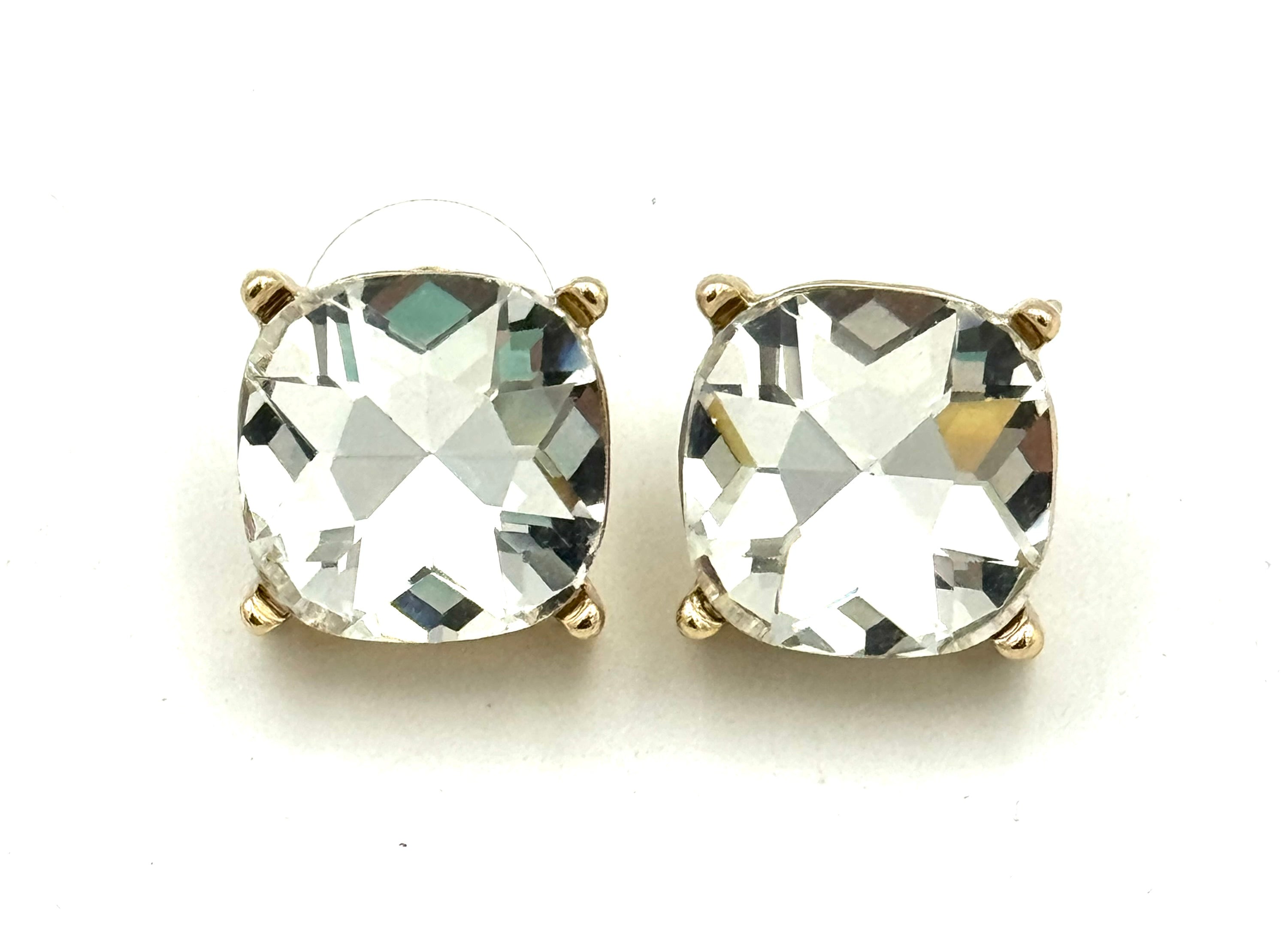 Square Crystal Post Earrings