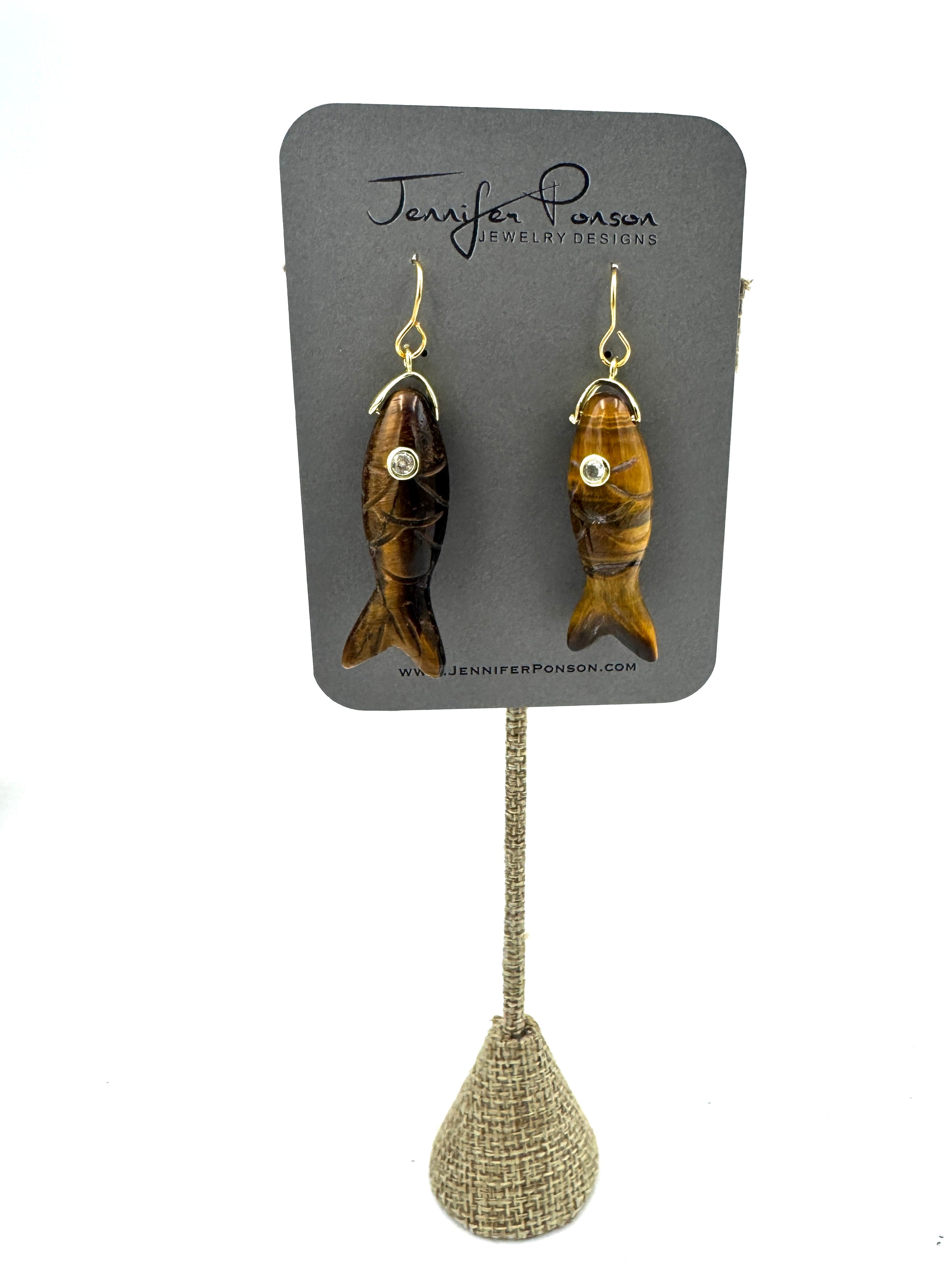 Semi Precious Stone Fish Earrings