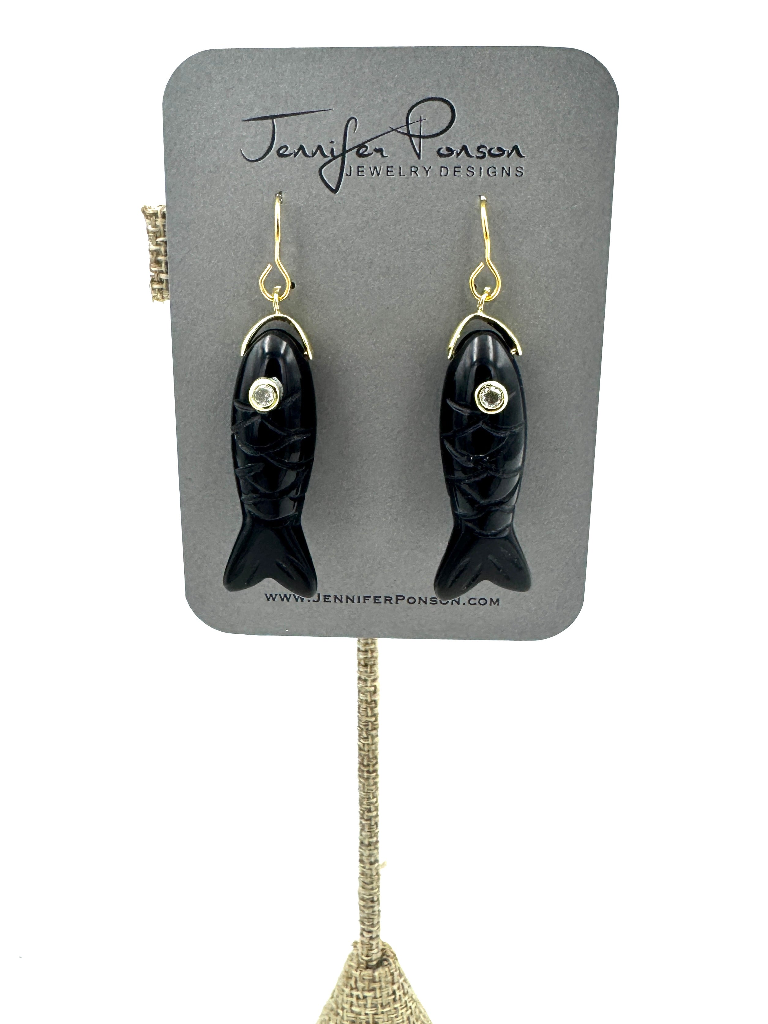 Semi Precious Stone Fish Earrings