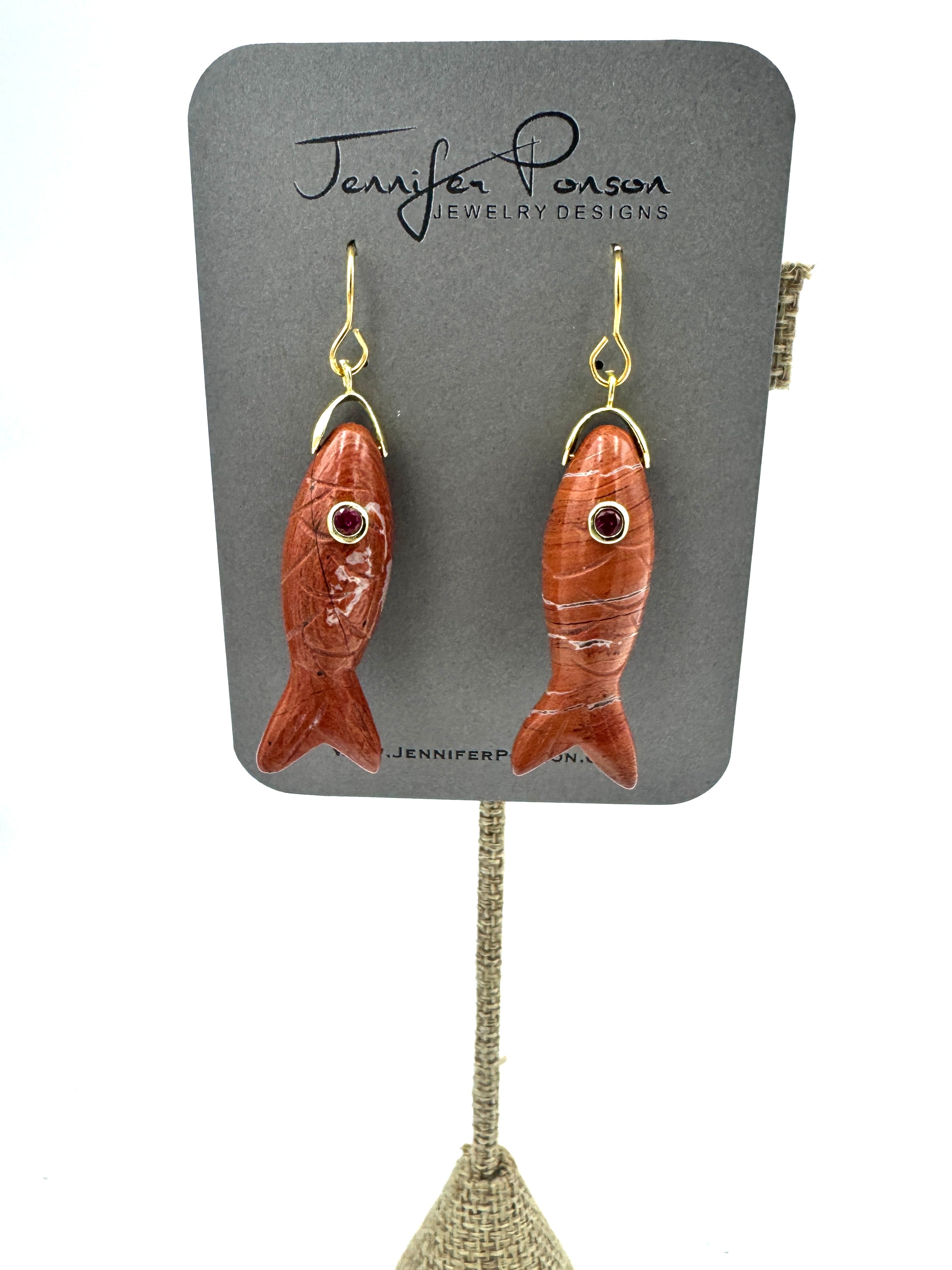 Semi Precious Stone Fish Earrings