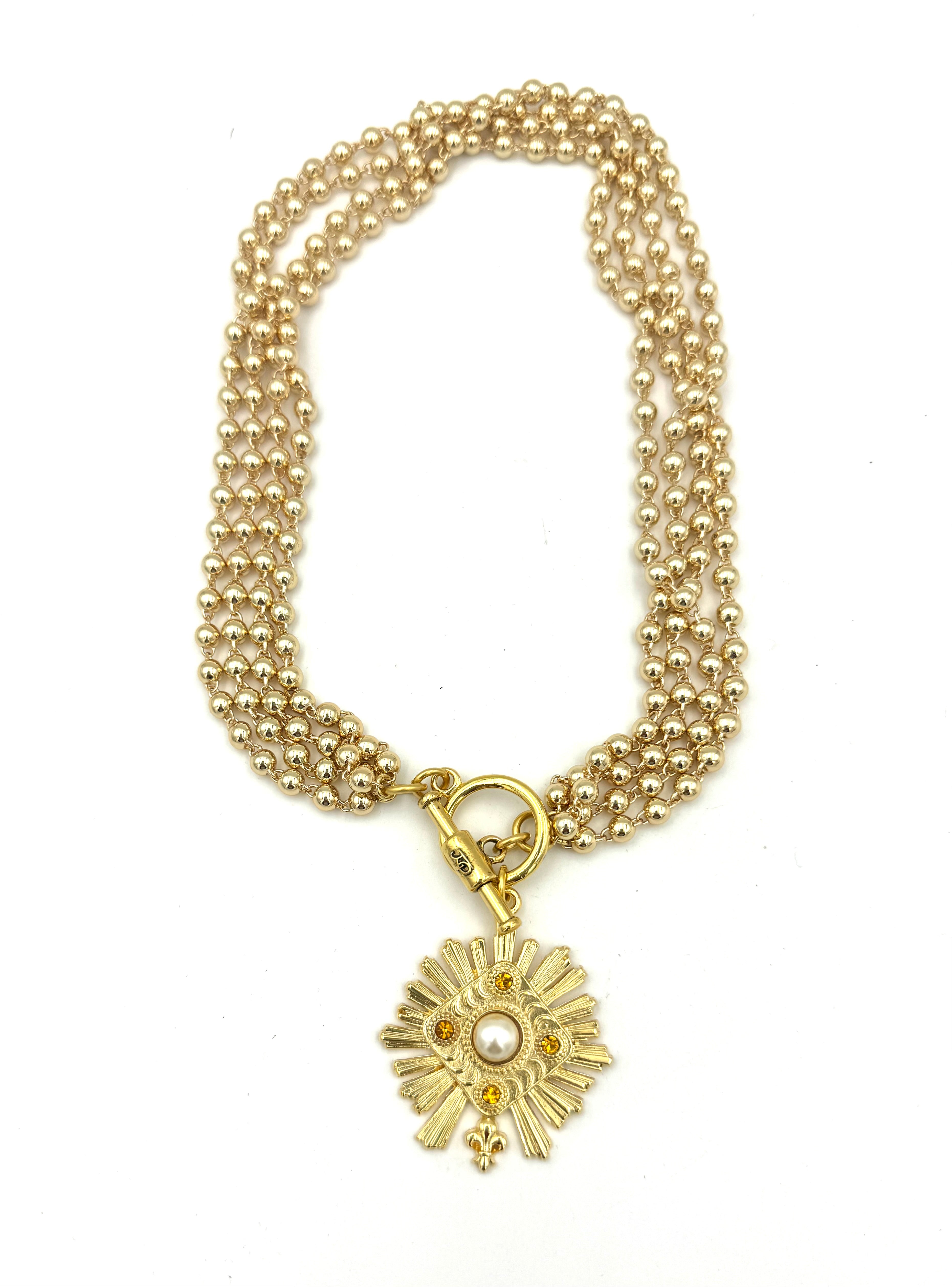 Sunburst Serenade Pearl Drop Necklace