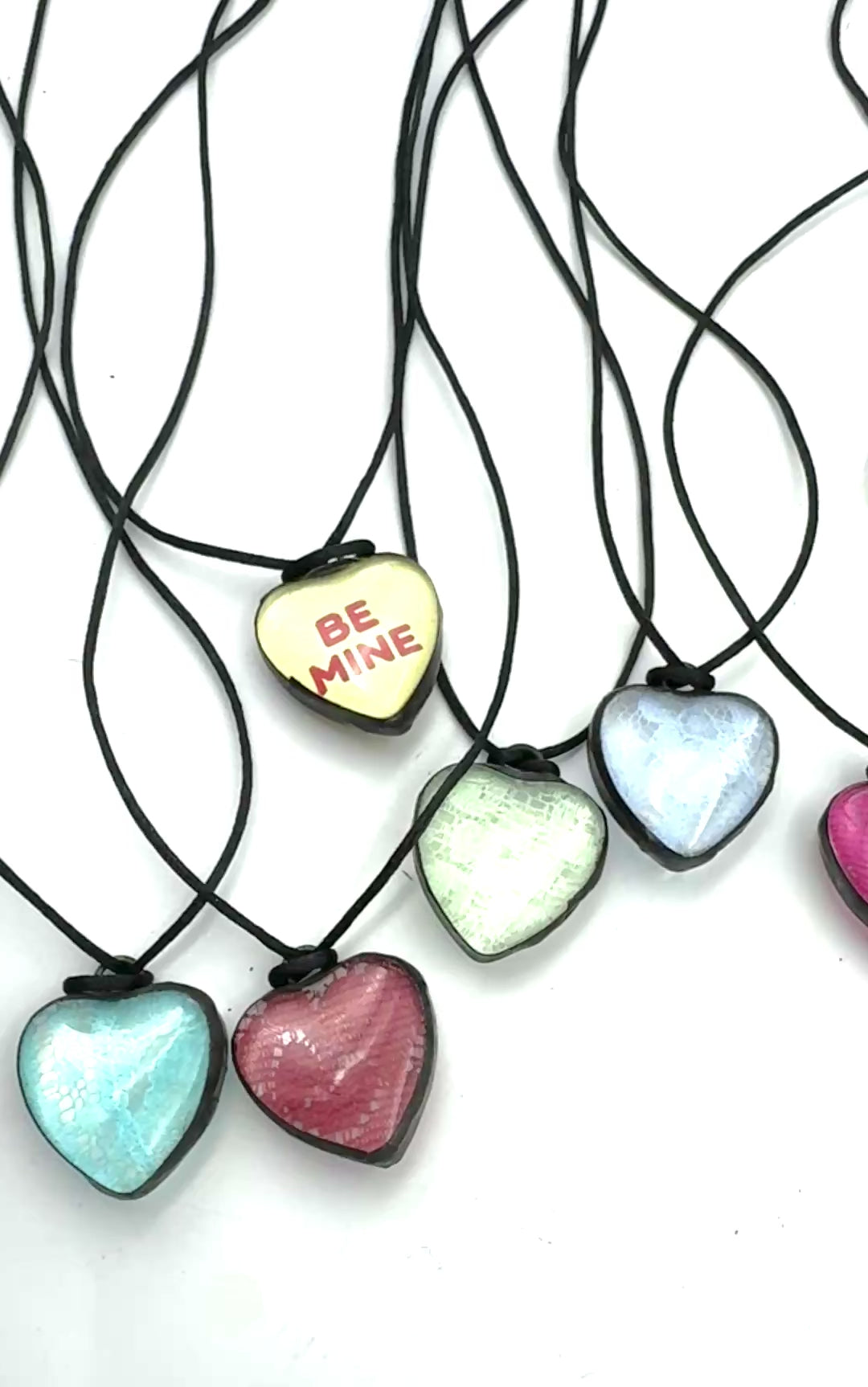 Conversation and Lace Heart Necklaces